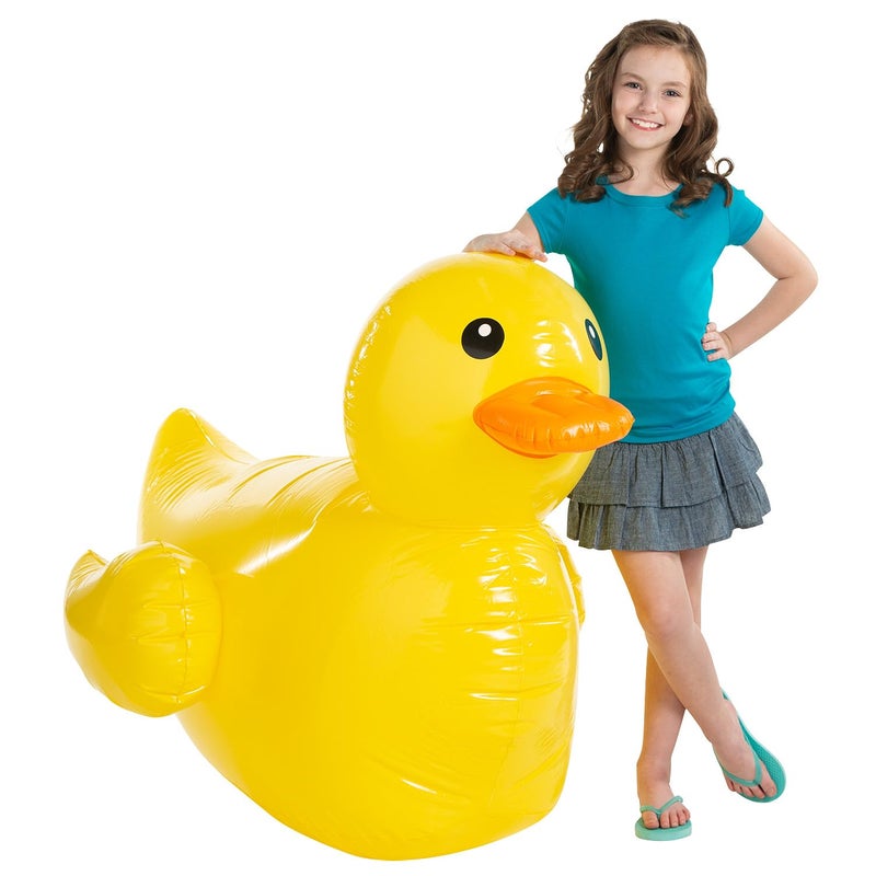 Fun Express Giant Inflatable Rubber Duck 4 Feet - Large Yellow Duck Pool Float for Birthday Party Decorations | Big Rubber Ducky for Baby Showers, Easter Decor & Outdoor Events | Premium Vinyl Design - Image 2